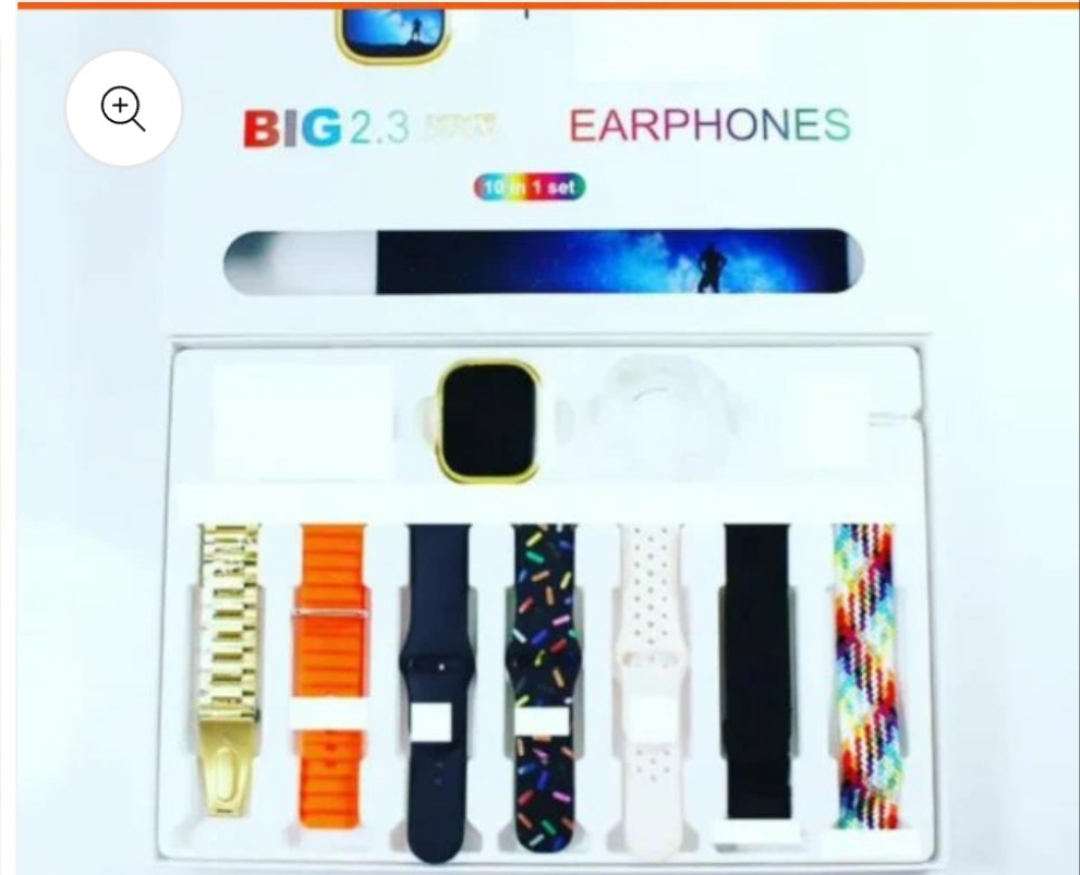 I20 Ultra Max Suit Smart Watch 10 In 1 Box 2.3inch Large Screen With 7 Multi Mix Straps With Airpords 2