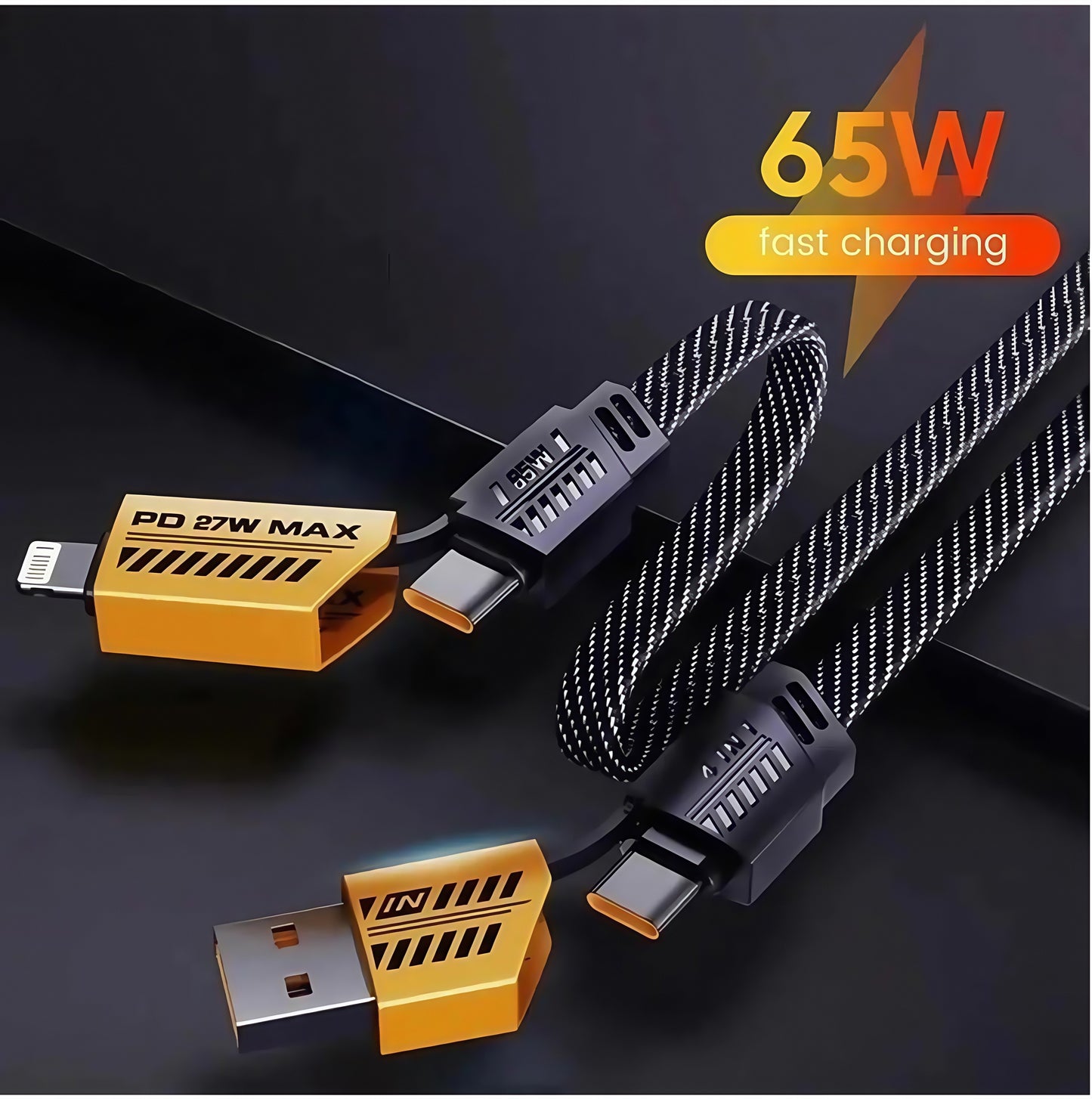 4-in-1 Fast Charging Data Cable, 65W High Power Output