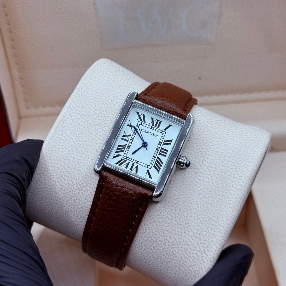 cartier TANK brown with white dial