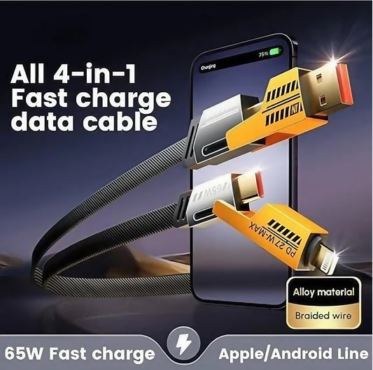4-in-1 Fast Charging Data Cable, 65W High Power Output