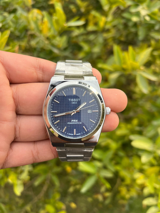 Tissot PRX Blue Dial with Silver Chain