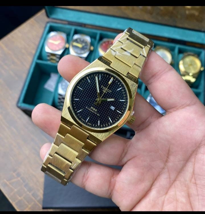 Tissot Prx Black Dial With Golden chain