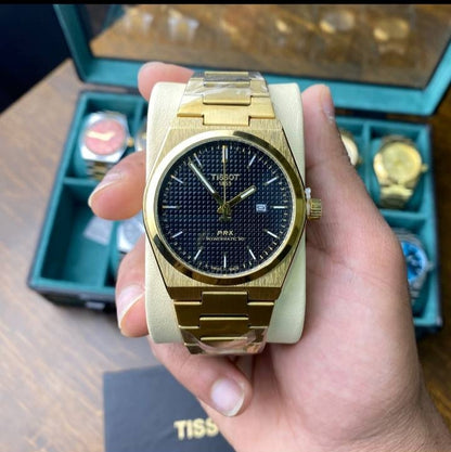 Tissot Prx Black Dial With Golden chain