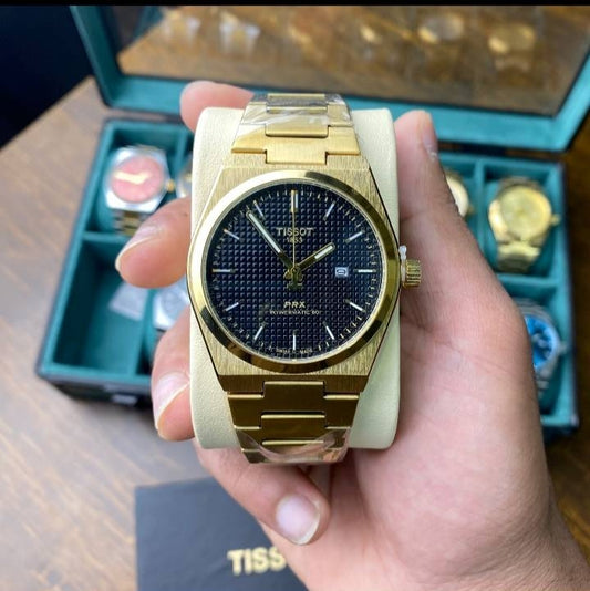 Tissot Prx Black Dial With Golden chain