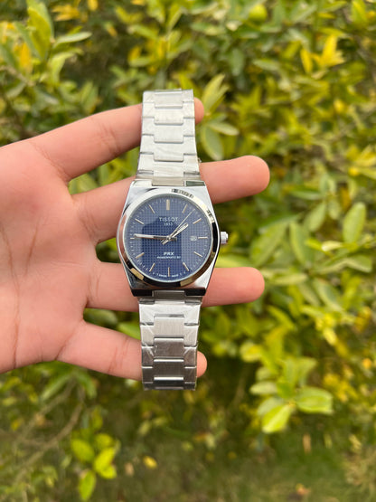 Tissot PRX Blue Dial with Silver Chain