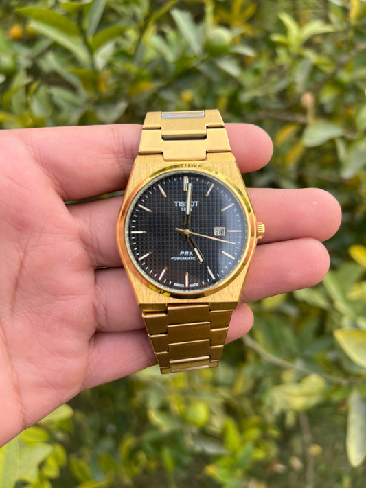 Tissot Prx Black Dial With Golden chain