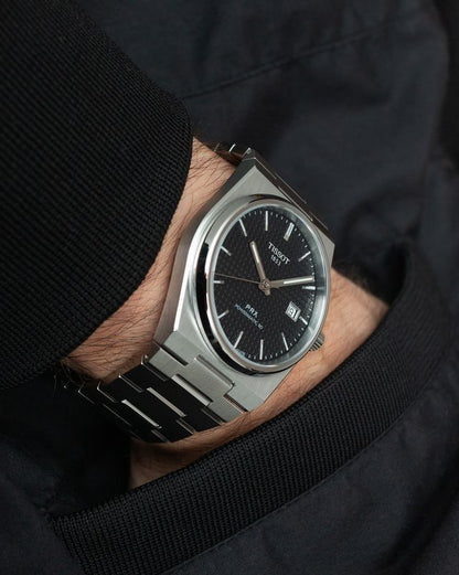 Tissot PRX Black Dial with Silver Chain