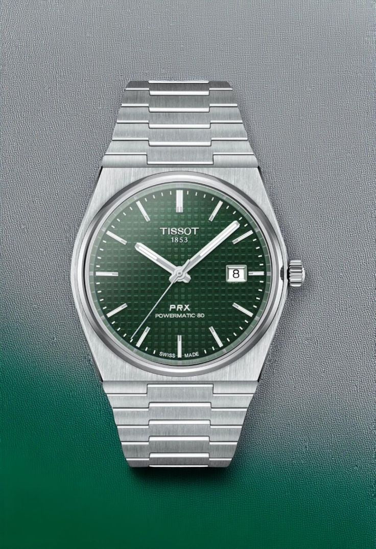 Tissot PRX Green Dial with Silver Chain
