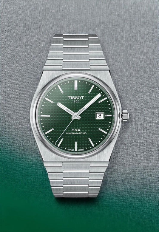 Tissot PRX Green Dial with Silver Chain