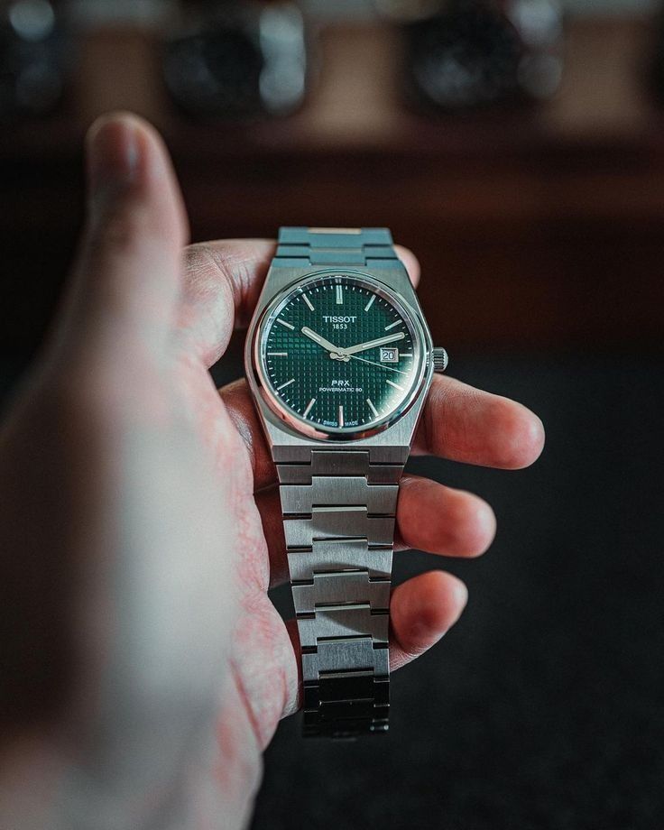 Tissot PRX Green Dial with Silver Chain