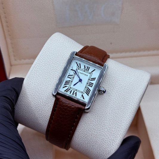 cartier TANK brown with white dial