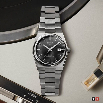 Tissot PRX Black Dial with Silver Chain
