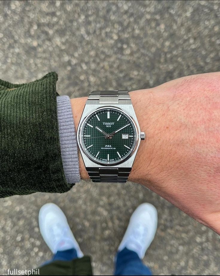 Tissot PRX Green Dial with Silver Chain