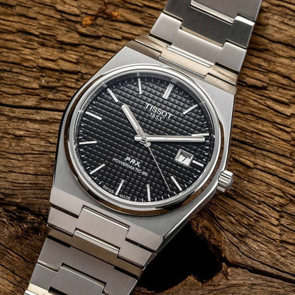Tissot PRX Black Dial with Silver Chain