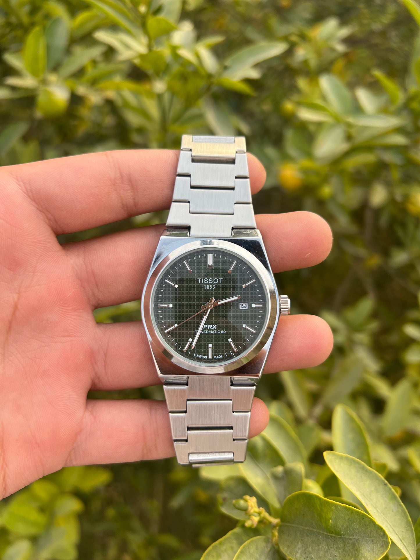Tissot PRX Green Dial with Silver Chain