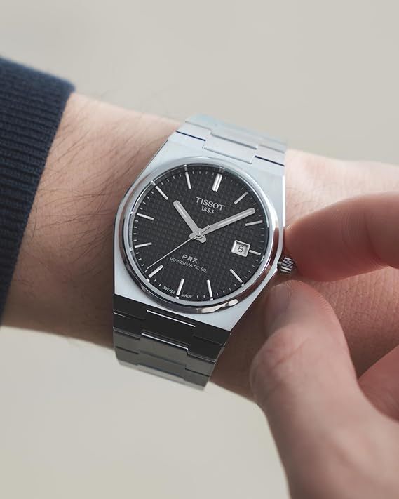 Tissot PRX Black Dial with Silver Chain