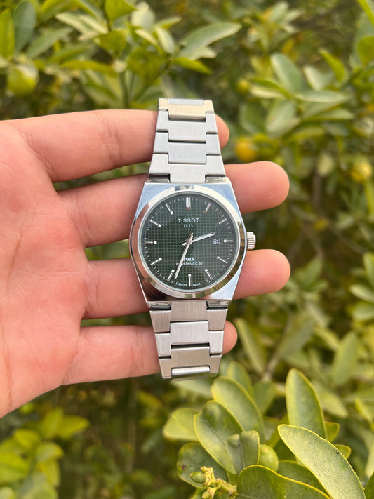 Tissot PRX Green Dial with Silver Chain