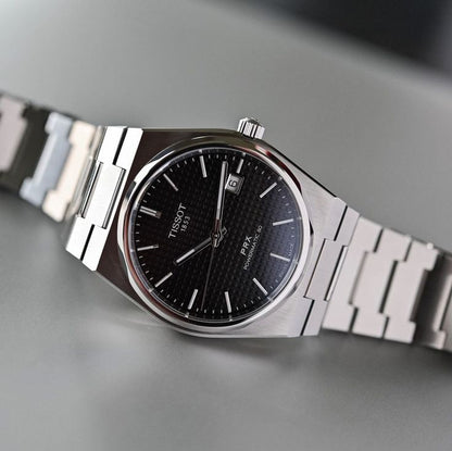 Tissot PRX Black Dial with Silver Chain